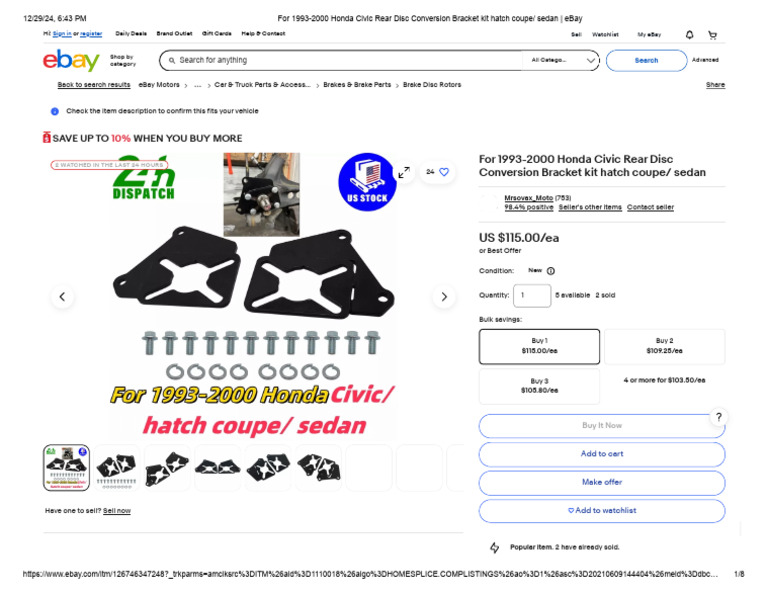 Honda Civic Rear Disc Conversion Kit | PDF | Honda | Brake
