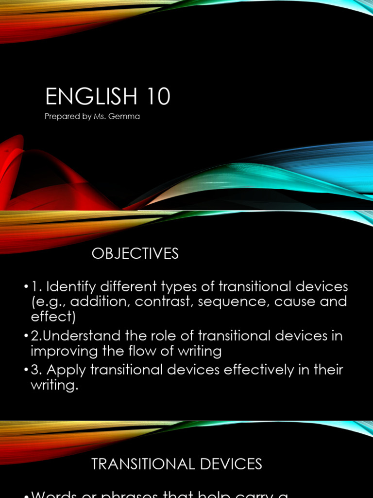 Mastering Transitional Devices in Writing | PDF