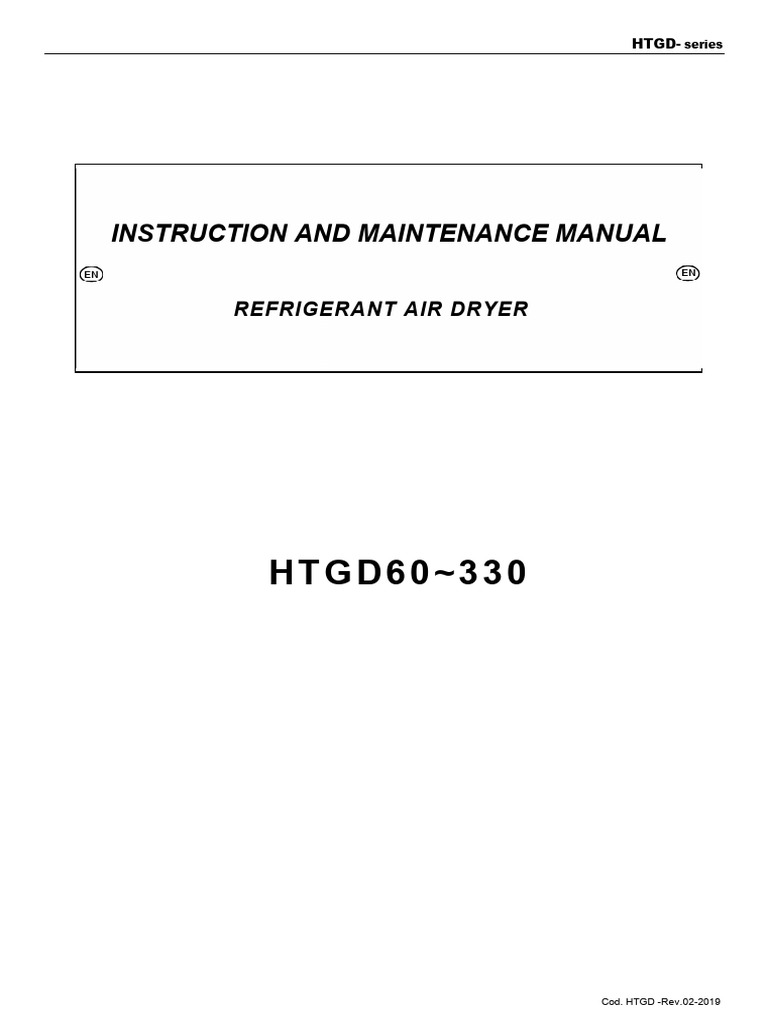 HTGD Refrigerant Air Dryer Manual | PDF | Clothes Dryer | Valve