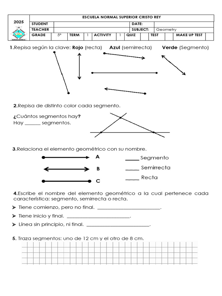 GUÍA - GEOMETRÍA.5°escuela Normal Superior Cristo Rey | PDF | Ángulo ...