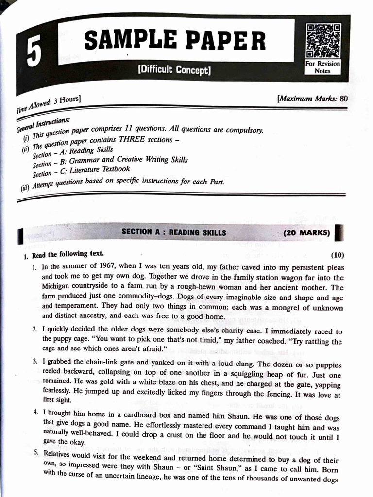 Class X Eng Sample Paper 5 | PDF