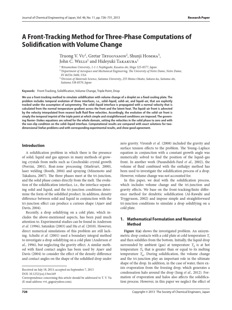 2013. A Front-Tracking Method for Three-Phase Computations of | PDF ...