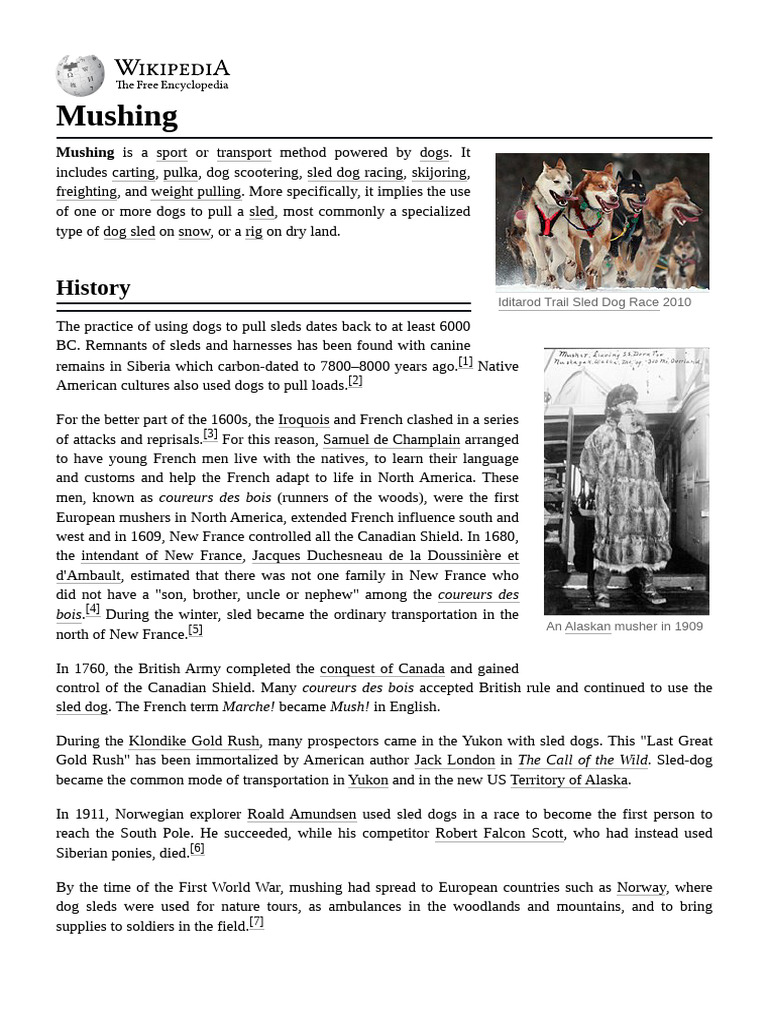Mushing Pdf Dog Sledding Animal Training