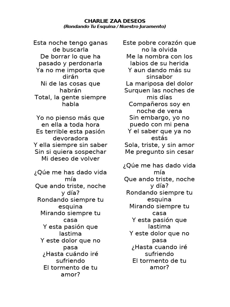 CHARLIE ZAA DESEOS | PDF | Amor