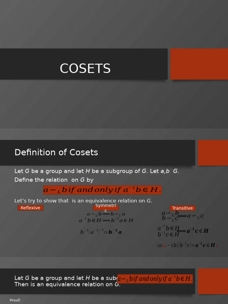 Definition and Properties of Cosets | PDF | Group (Mathematics) | Algebra