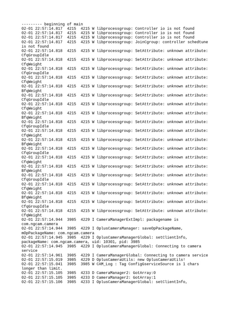 Camera Service Logs and Errors | PDF | Computing Platforms | Operating ...