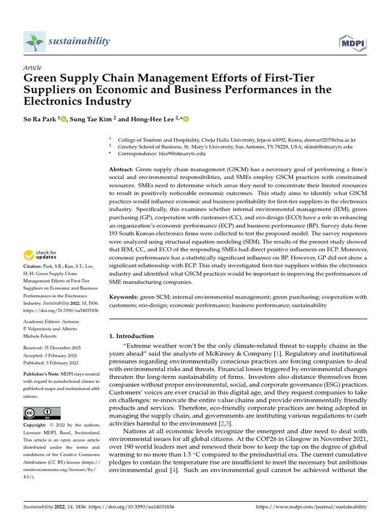 Sustainability 14 01836 v2 | PDF | Supply Chain | Sustainability