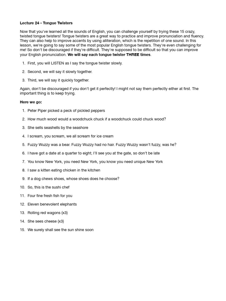 Lecture+24+ +Tongue+Twisters (1) | PDF