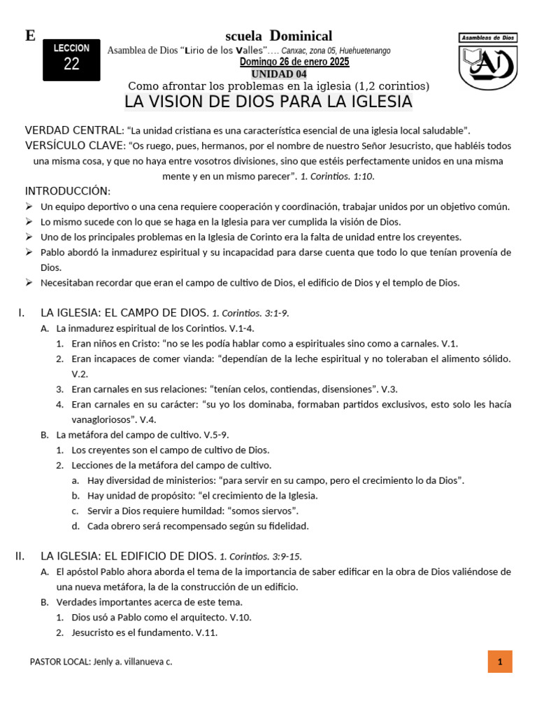 Visión de Dios para la Iglesia | PDF | Iglesia cristiana | Dios