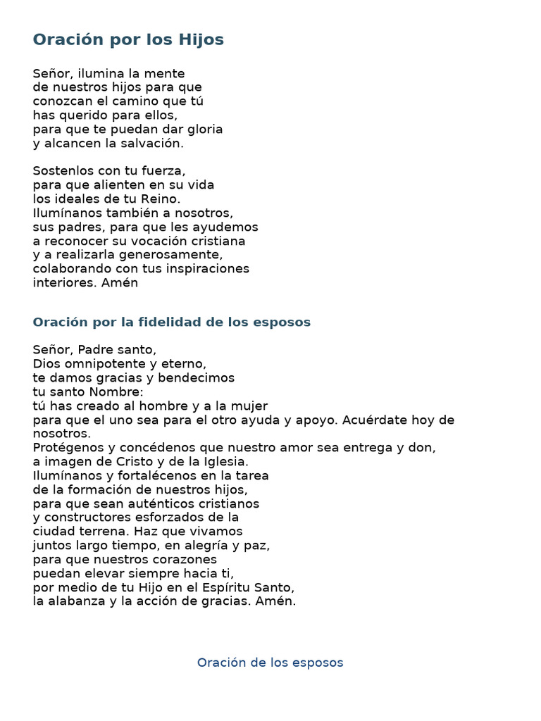 Oracion para Los Hijos | PDF
