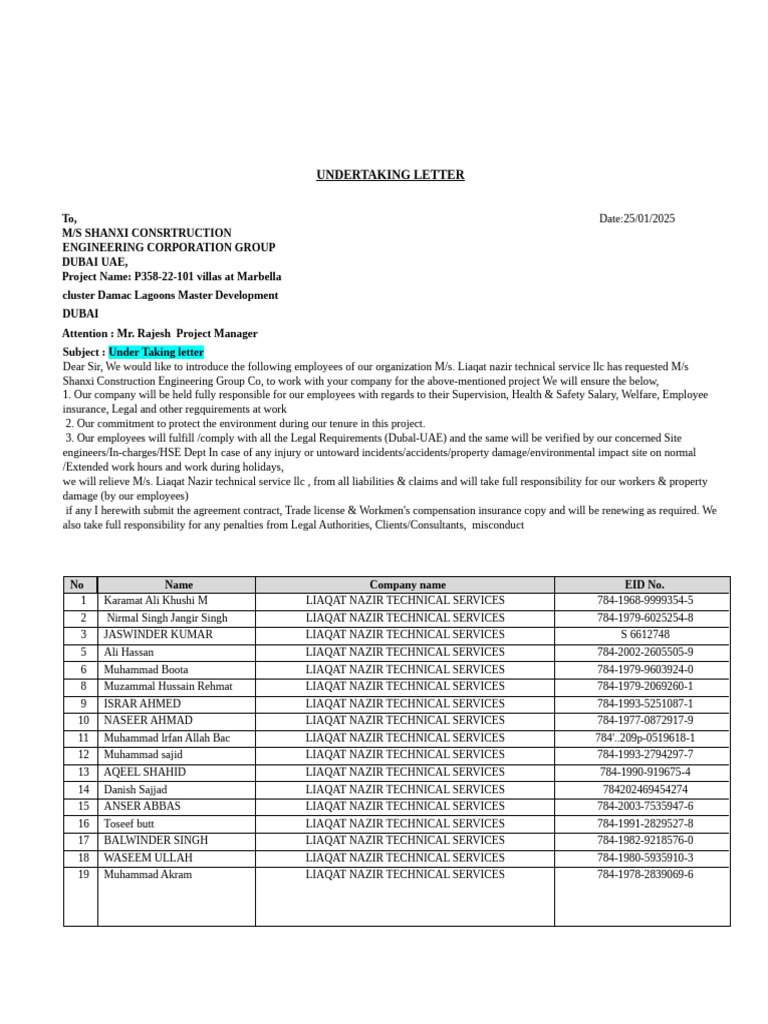 Construction Project Undertaking | PDF | Business