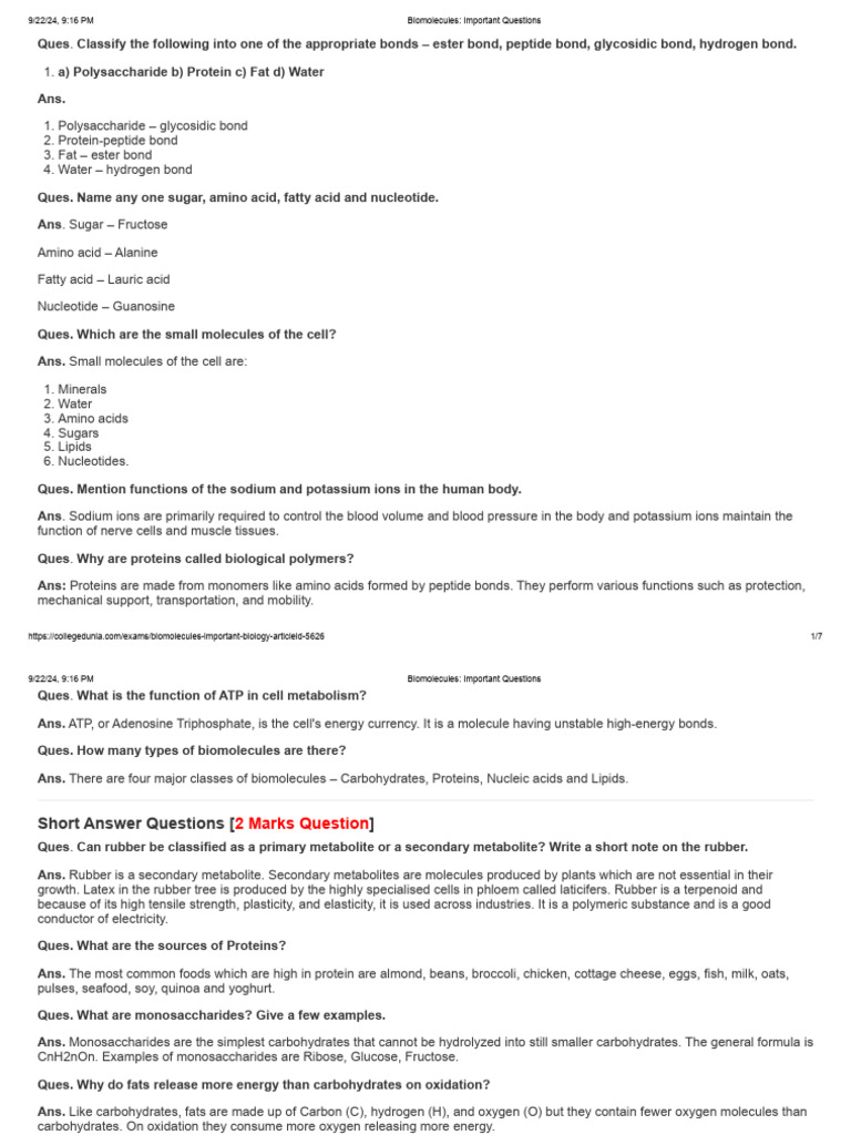 Key Biomolecules And Their Functions Pdf Dna Nucleic Acids