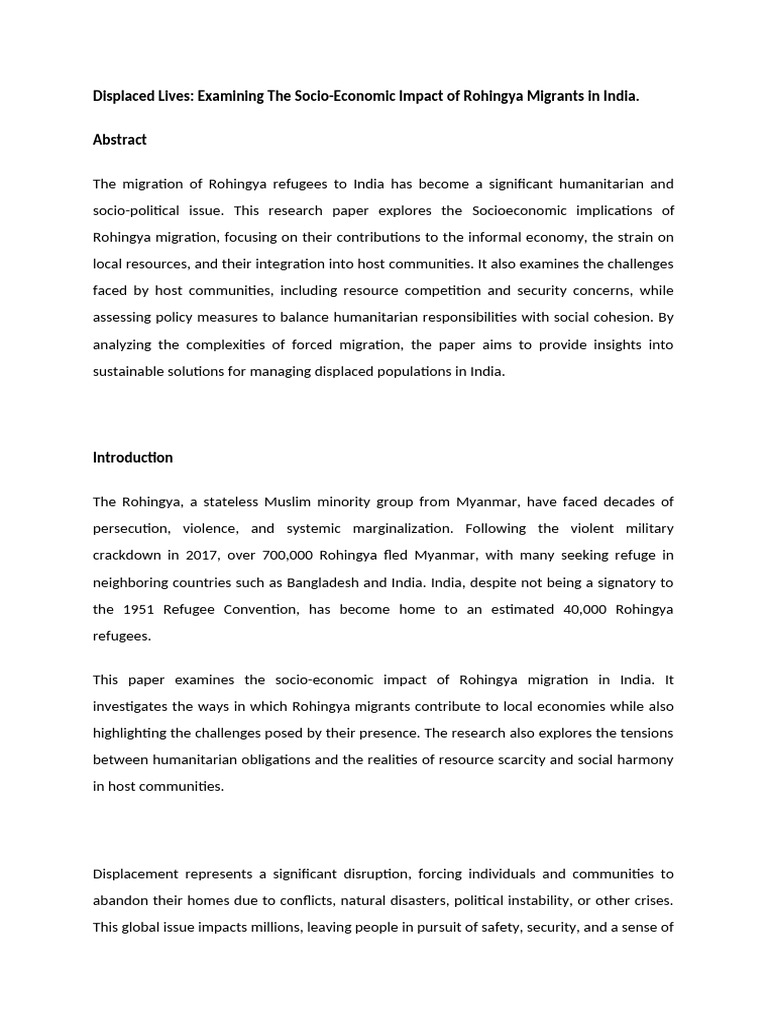 4th. Research Paper Rabiya Anjum | PDF | Rohingya People | Immigration