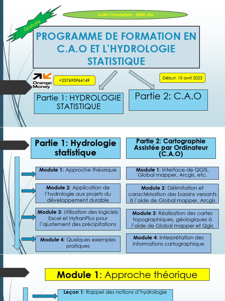 Formation C.A.O et Hydrologie Statistique | PDF | Hydrologie | Statistiques