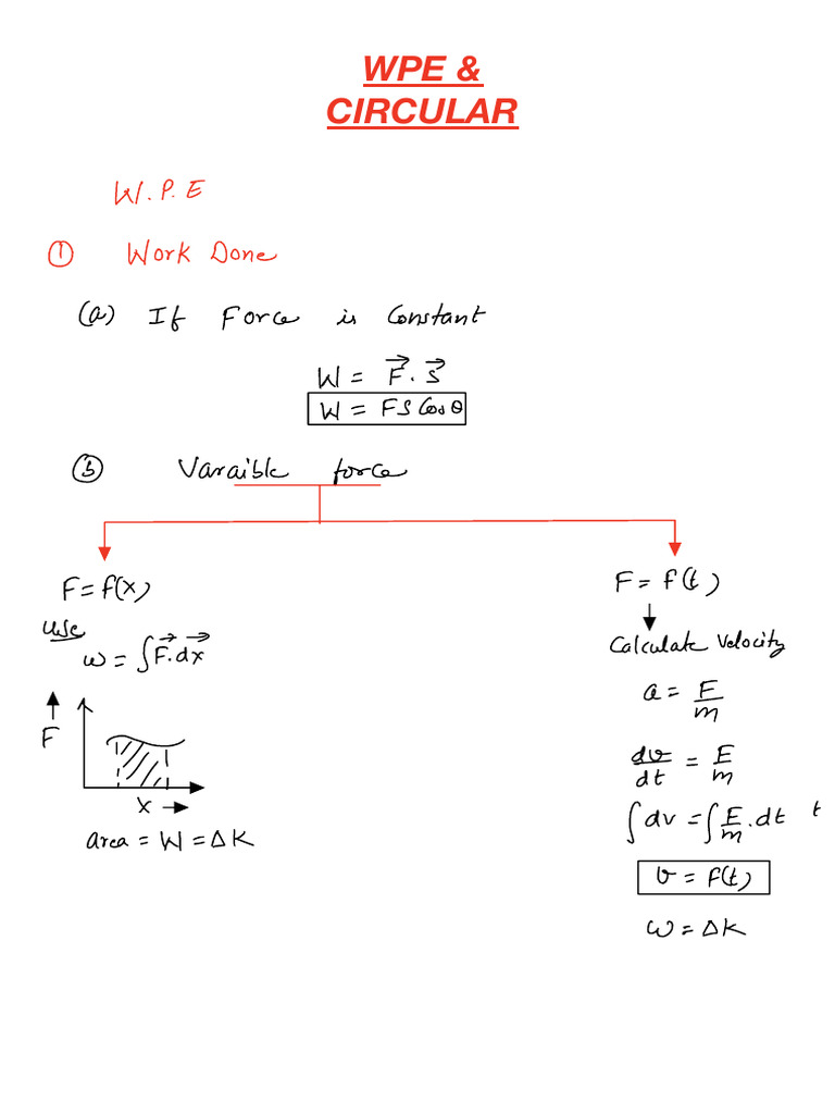 Work Energy Theorem Notes for Physics 11 | PDF