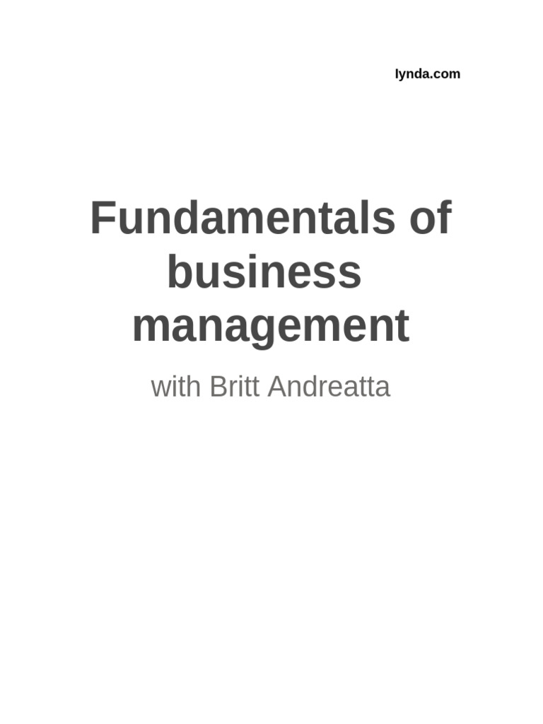 Fundamentals of Business Management | PDF | Employment | Interpersonal ...