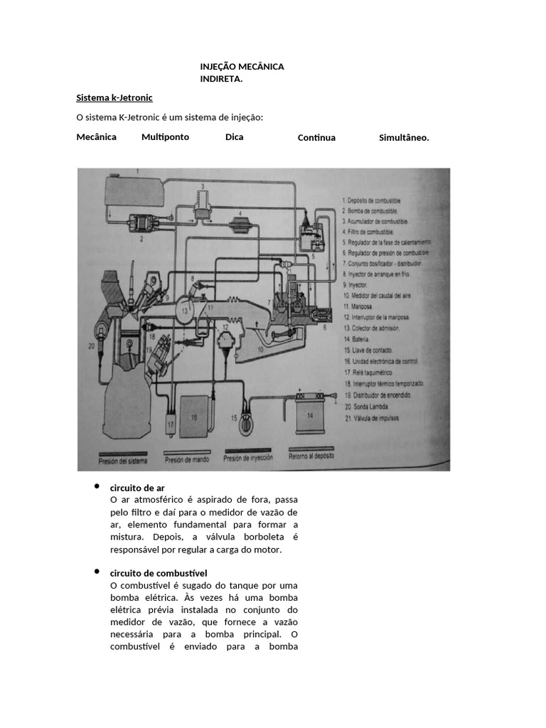 Injeção Indireta Mecânica | PDF | Injeção eletrônica | Motores