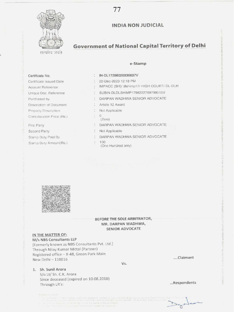 Arbitration Award Summary: NBS Consultants | PDF | Affidavit | Cheque