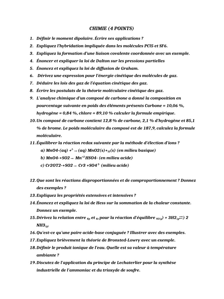 Concepts clés en chimie et réactions chimiques | PDF | Molécules ...