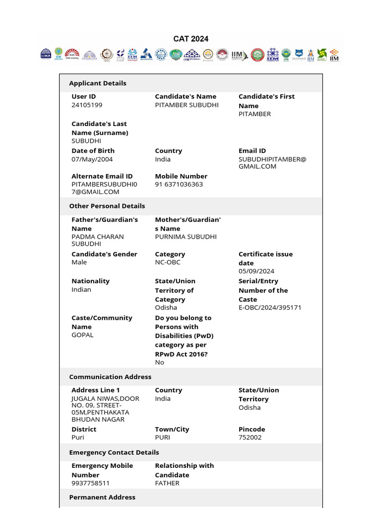 CAT 2024 | PDF | Vocational Education | Educational Stages