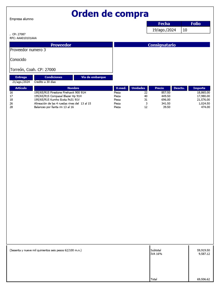 Orden de Compra 10 | PDF