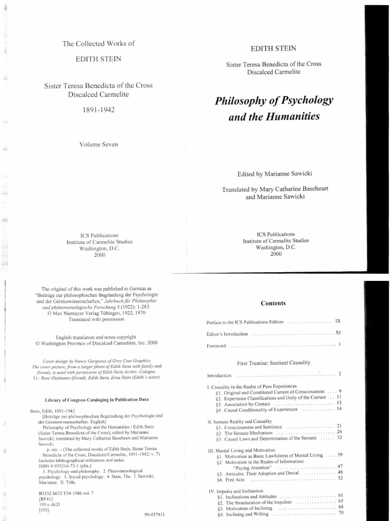 Filosofia da Psicologia e as Humanidades - edith stein | PDF ...