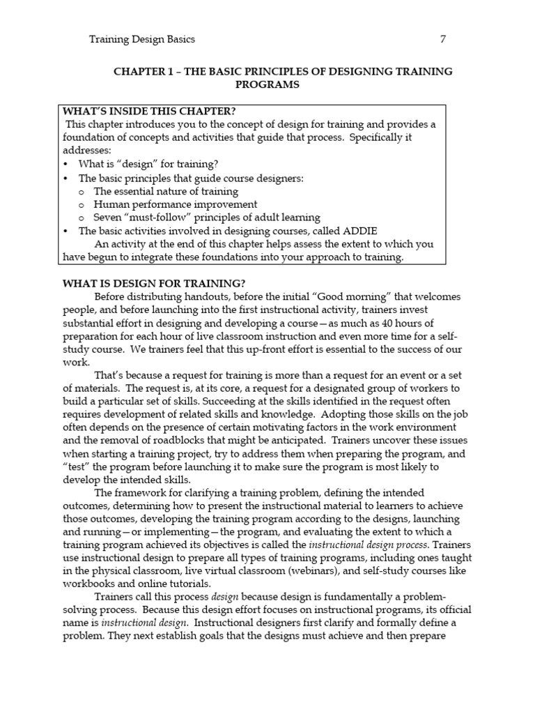 Training Program Design Principles | PDF | Learning | Instructional Design