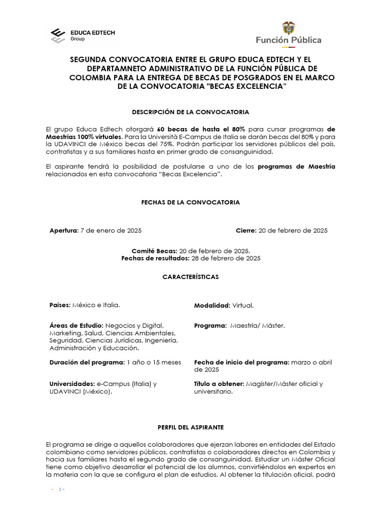 Becas Excelencia: Maestrías Virtuales 2025 | PDF | Maestría ...