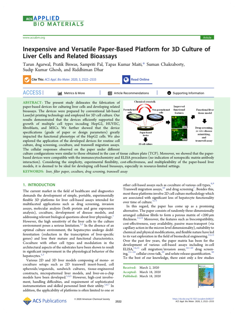 Agarwal Et Al 2020 Inexpensive and Versatile Paper Based Platform for ...