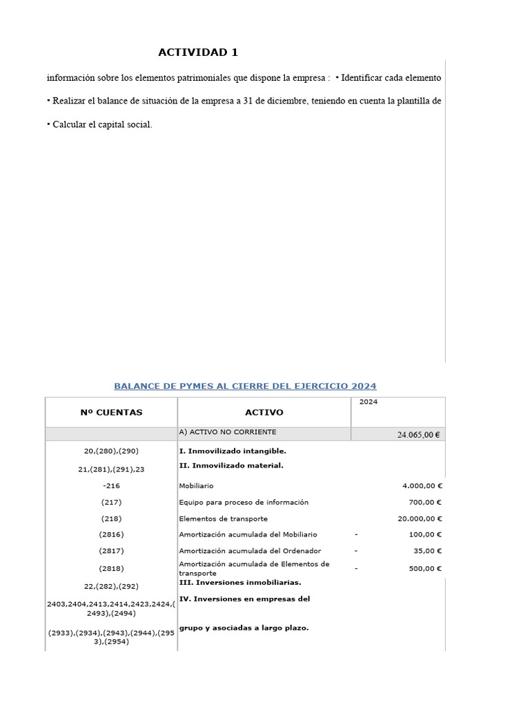 Balance PYME 2024: Activo y Pasivo | PDF | Hoja de balance | Economía ...