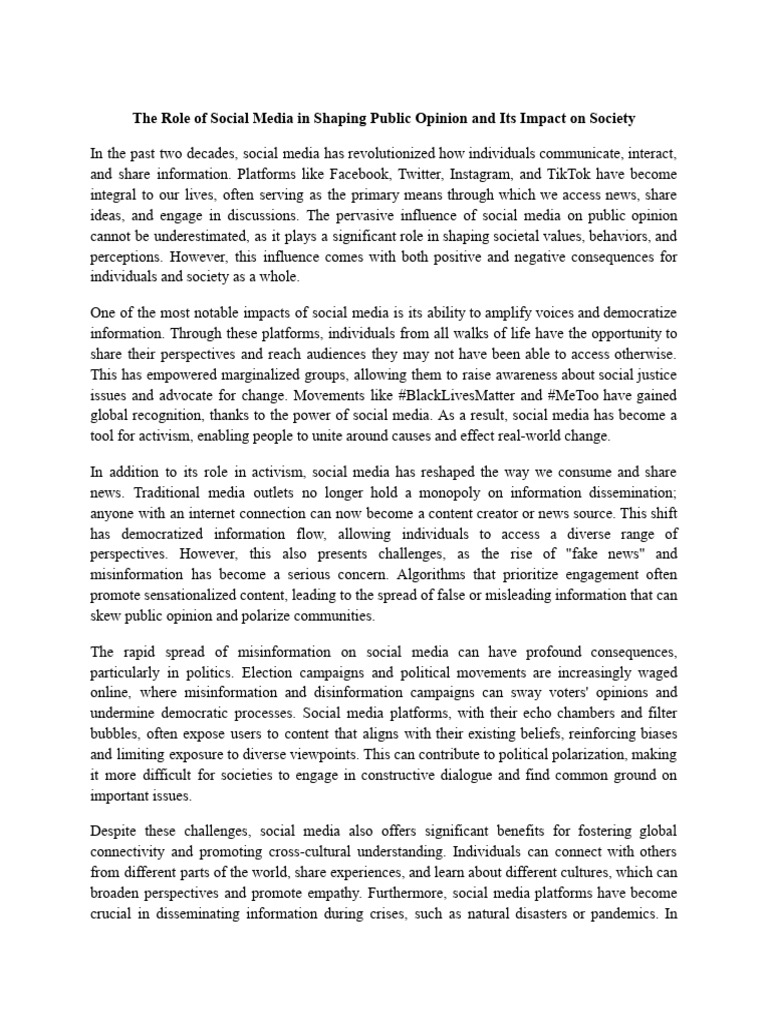 Social Media's Impact on Public Opinion | PDF | Social Media | Popular ...