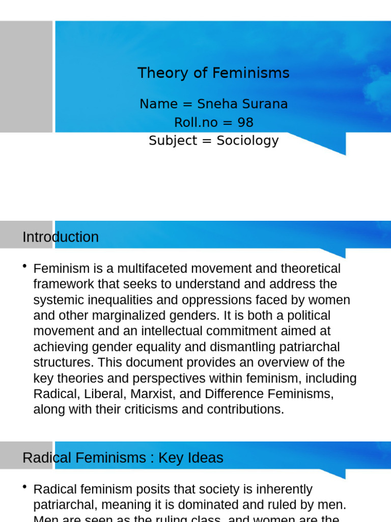 Theory of Feminisms | PDF | Feminism | Gender Studies
