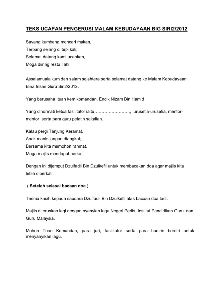 teks ucapan pengacara malam kebudayaan big siri1 lihat