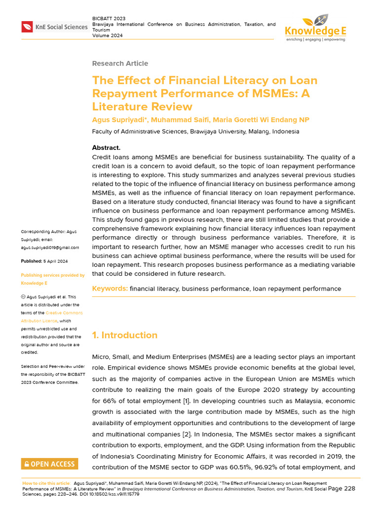 Financial Literacy's Impact on MSME Loans | PDF | Small And Medium ...