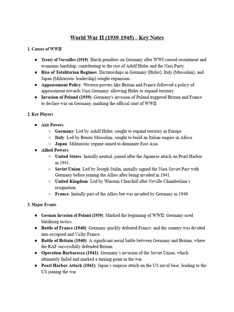 WWII Overview: Causes, Events, and Impact | PDF | World War II | Nazi ...