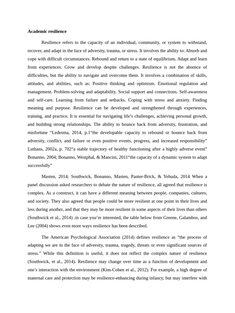Understanding Academic Resilience | PDF | Psychological Resilience ...