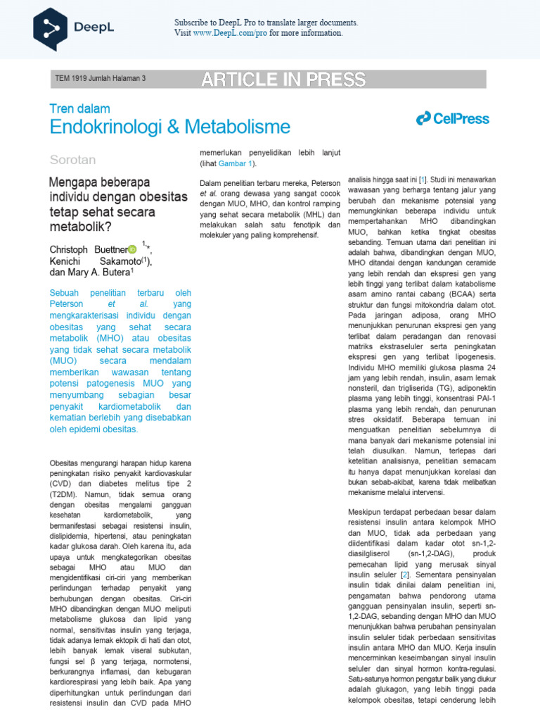 Karakteristik MHO vs MUO pada Obesitas | PDF