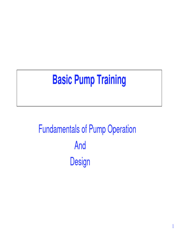 Basic Pump Fundamental | PDF | Pump | Atmospheric Pressure