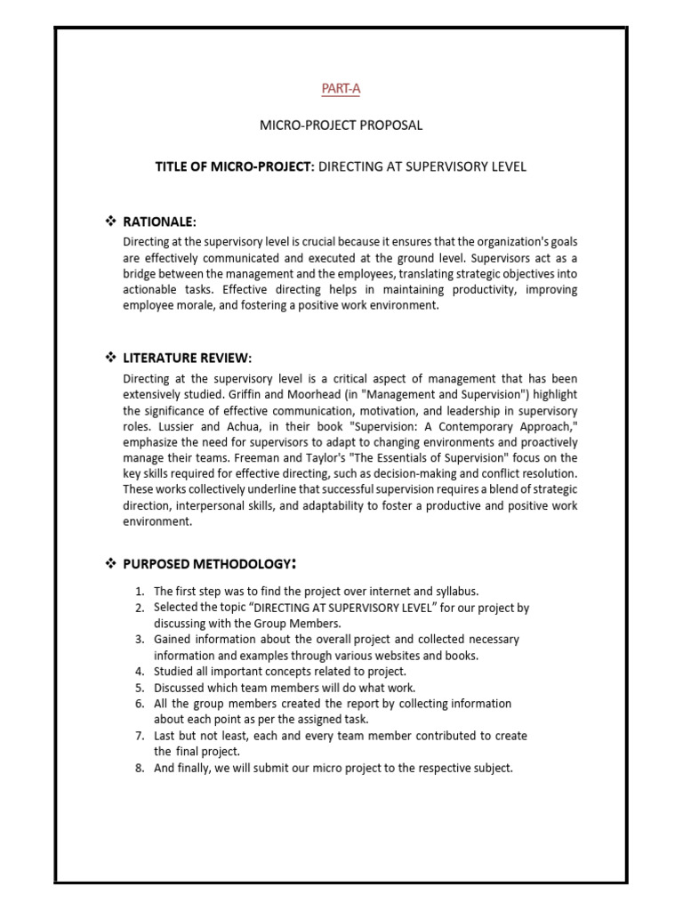 Supervisory Level Directing Proposal | PDF | Social Psychology ...