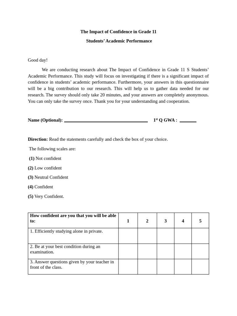 Survey Questionnaire | PDF