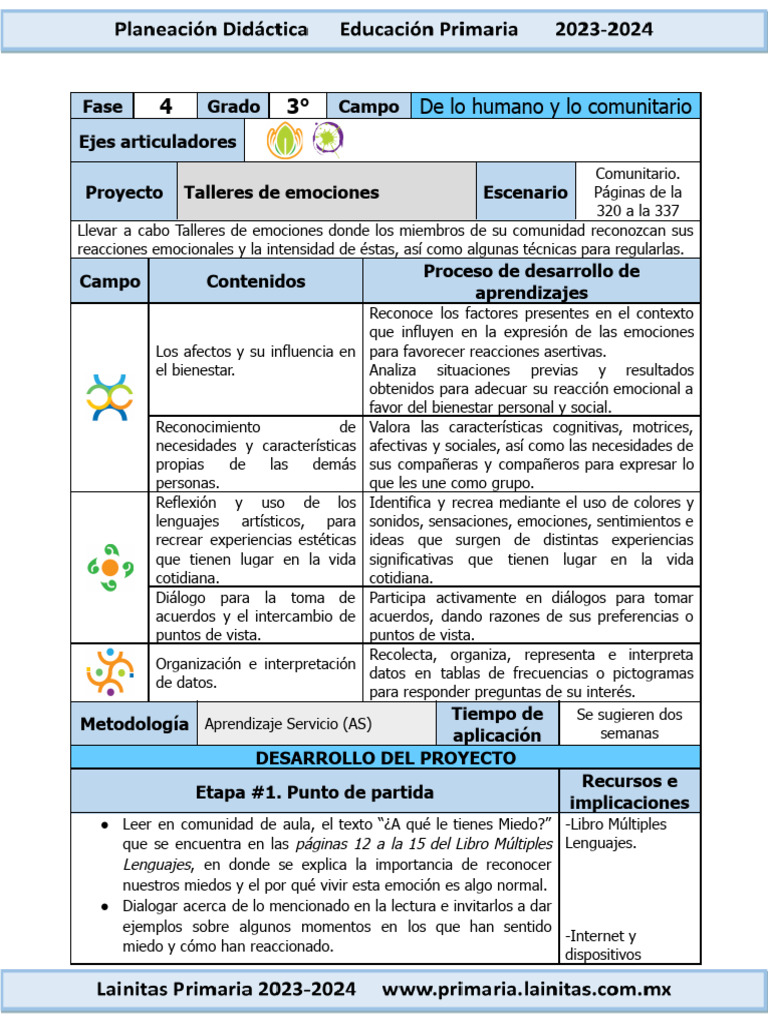 3er Grado Noviembre - 01 Talleres de Emociones (2023-2024) | PDF | Las ...