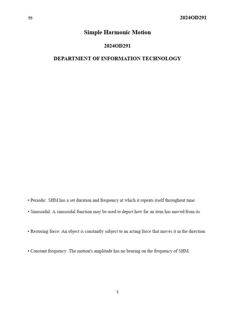 Simple Harmonic Motion Pdf Pendulum Oscillation