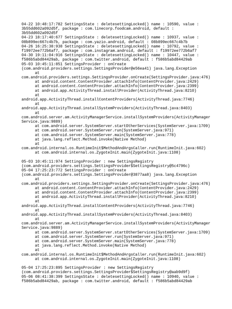 Android Settings Provider Logs | PDF | Puzzles