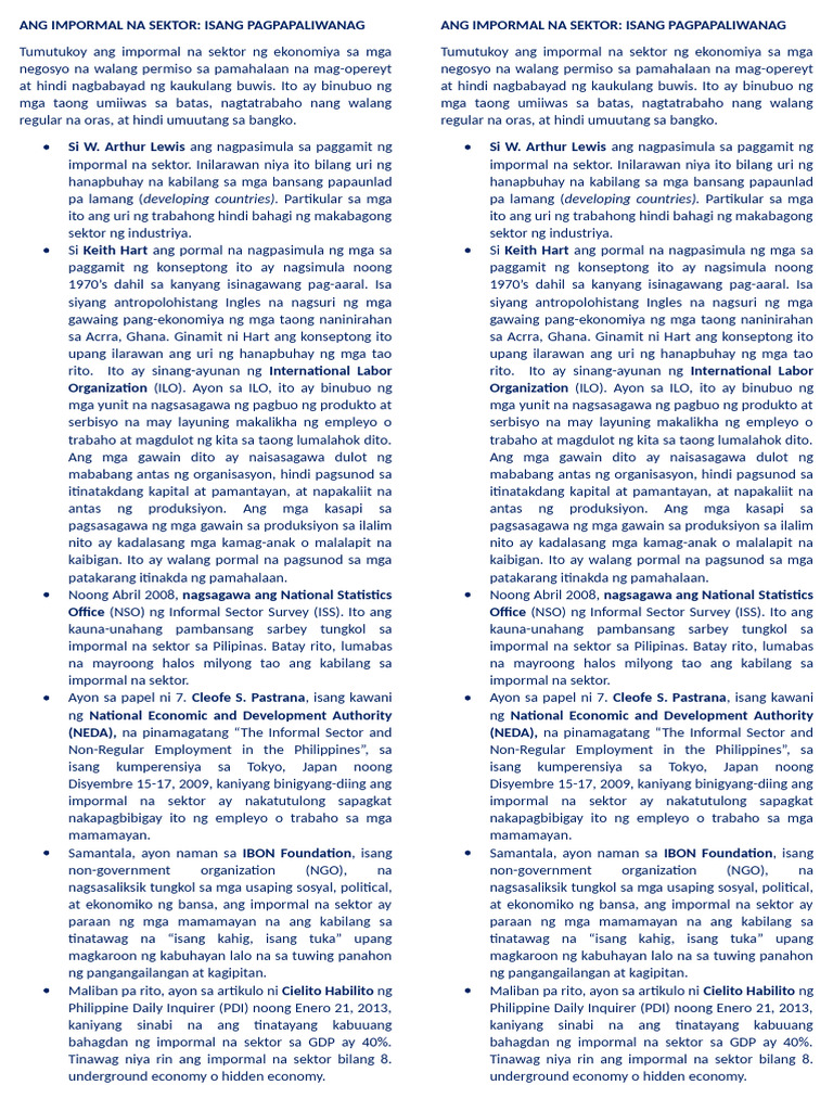 Ang Impormal Na Sekto1 | PDF