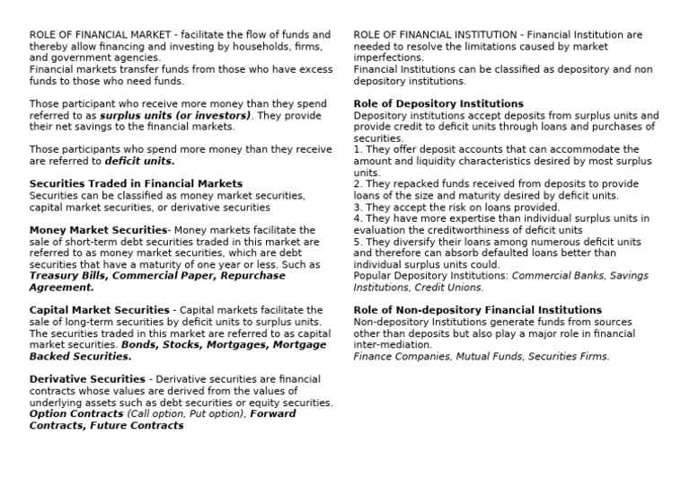 Financial Markets and Institutions Overview | PDF | Securities (Finance ...
