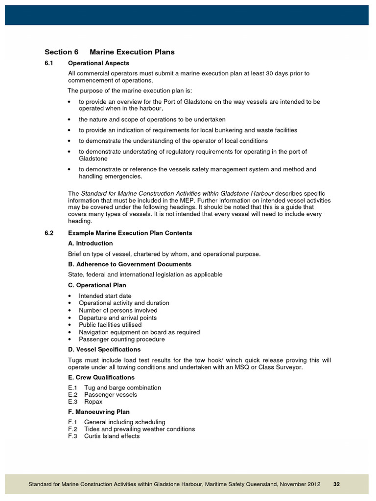 Marine Execution Plans for Gladstone Harbour | PDF | Tugboat | Port