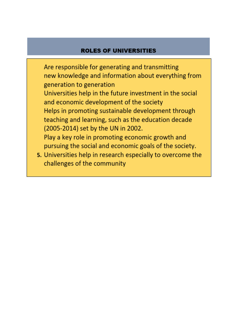 Roles of Universities | PDF