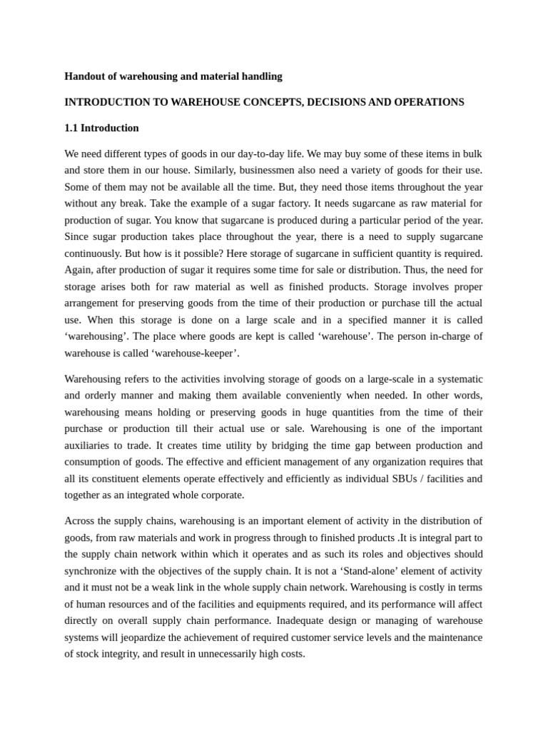 Understanding Warehousing Concepts | PDF | Warehouse | Logistics