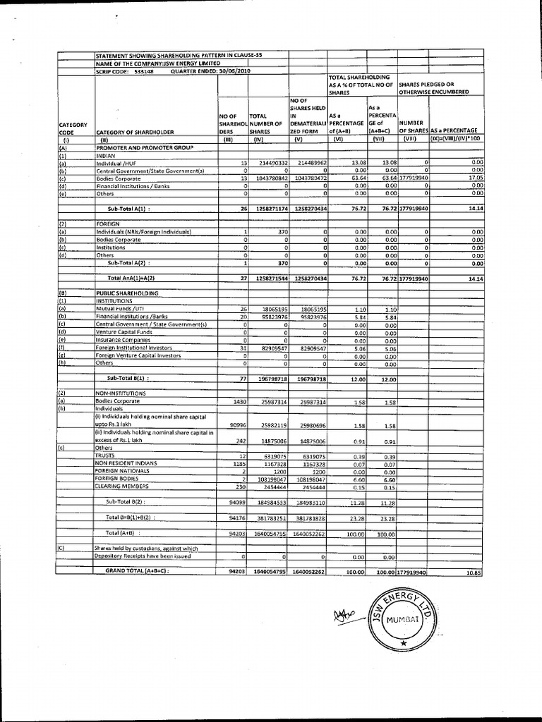 Shareholding Pattern | PDF