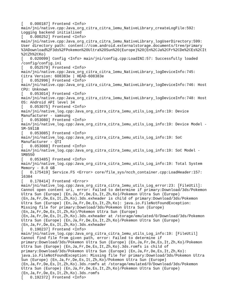 Citra Emulator Log for Pokémon Ultra Sun | PDF | Computer Architecture ...